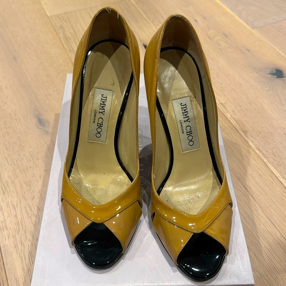 Jimmy Choo patent leather heel